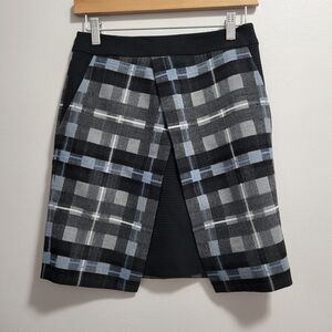Karen Millen Plaid Crossover Mini Skirt Size 4 Dark Academia